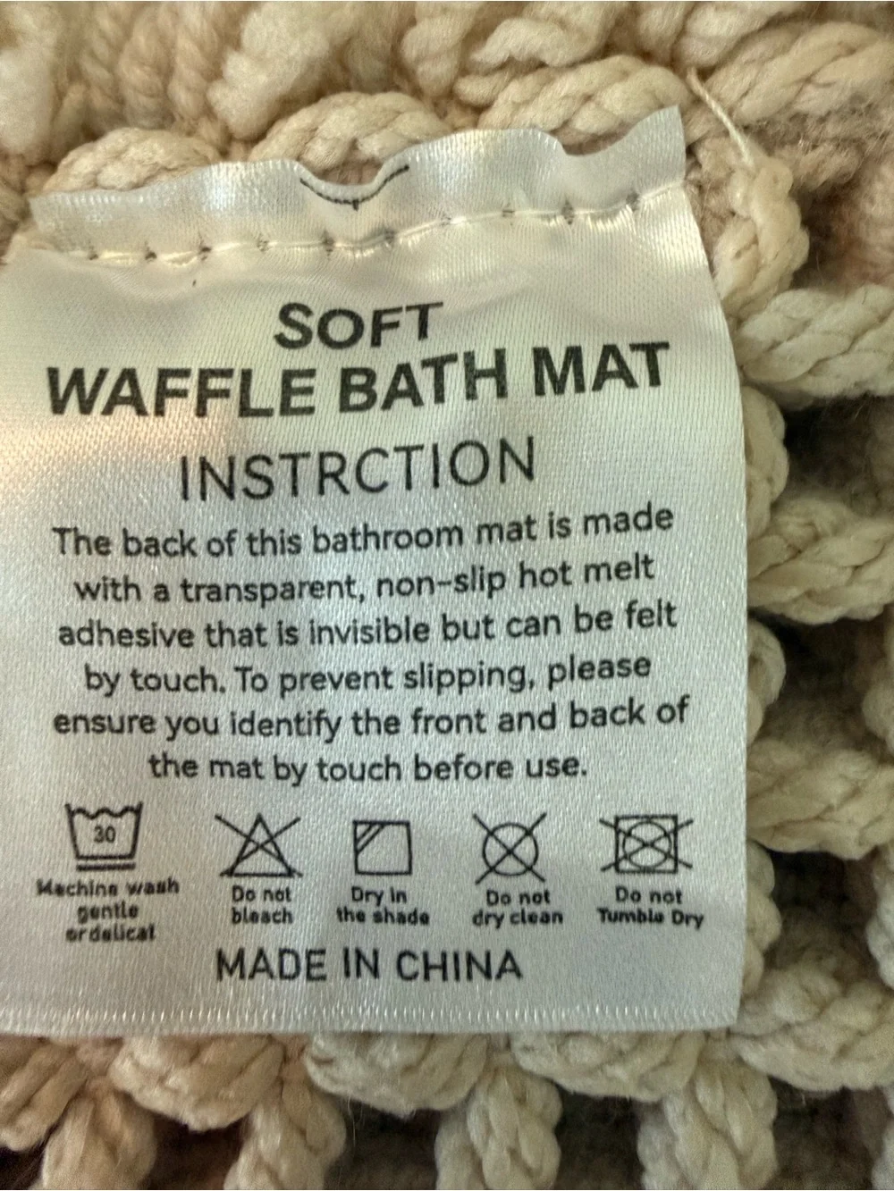 Upgraded Waffle Bath Mat, Super Absorbent Non Slip for Bathroom Floor 60x24x1